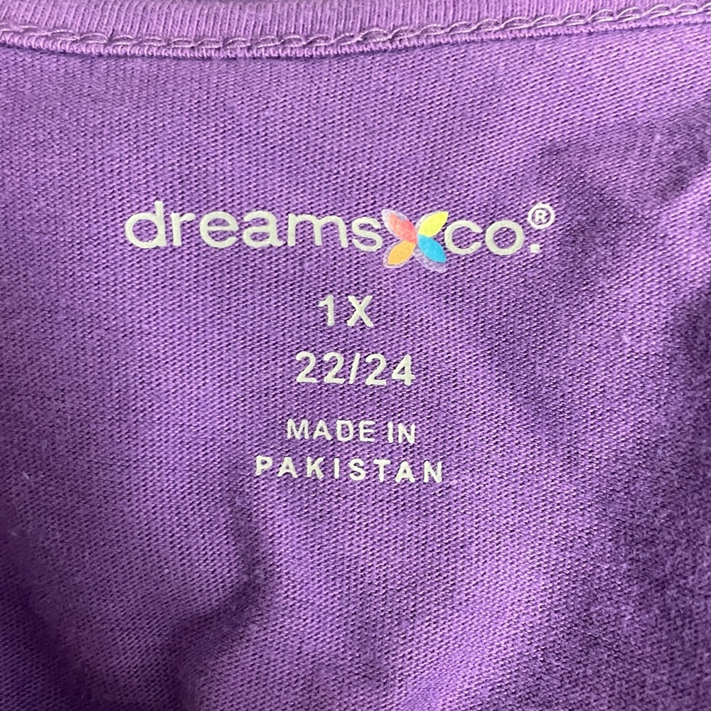 Dreams Co Womens purple kaftan maxi dress tropical parrots lightweight 1X 22/24 - Picture 4 of 5